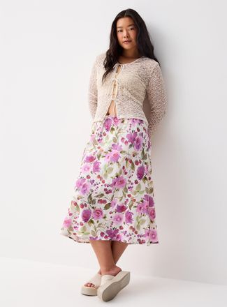 Twik Womens Linen blend midi skirt