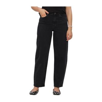 Selected Jeans, Dames, Zwart, W31, Katoen, Slwbarrel Bea-Kori HW Jeans