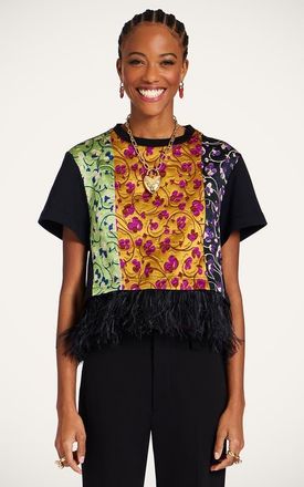 La DoubleJ La Scala Tee With Feathers in Honeysuckle Tricolor Jacquard at Nordstrom, Size X-Small