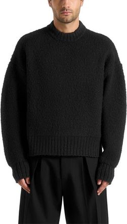 Mani&egrave;re De Voir Brushed Wool Knit Jumper in Black at Nordstrom, Size X-Large