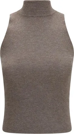 Brunello Cucinelli Brown Cashmere Sleeveles Womens Sweater