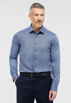 Eterna Langarmhemd ETERNA SLIM FIT, Herren, Gr. 38, Normalgr&ouml;ssen, blau (denim), 100% Baumwolle, schmal, Manschette, Hemden Langarmhemd, NON IRON (b&uuml;gelfrei)