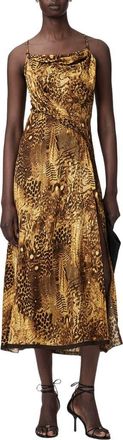 AllSaints Claire Midi Dress in Blixa Gold at Nordstrom, Size 10