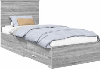 vidaXL Estructura De Cama Gris Sonoma 90 X 200 Cm Madera De Ingenier&iacute;a Vidaxl