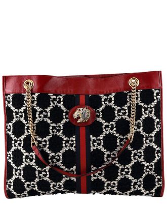 Gucci Multicolor Gg Tweed Rajah Chain Tote Large (Authentic Pre-Loved)