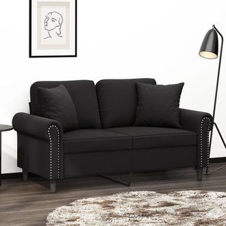 vidaXL Sof&aacute; De 2 Plazas Con Cojines Terciopelo Negro 120 Cm Vidaxl
