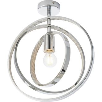 Loops Chrome Plated Semi Flush Ceiling Pendant Light - Adjustable Hoops - Dimmable