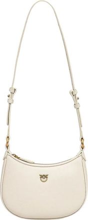 Pinko Half Moon Baby - Dames - Schoudertassen - Beige - ONE Size - Leer - Tassen