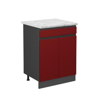 Vicco Mueble Bajo De Cocina R-line, Rojo, 80 Cm M&aacute;rmol Ap