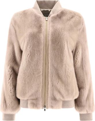 Giovi Pellicce Mink Fur Bomber Jacket - Dames - Jassen - Beige - S - Jassen