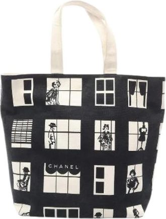 Chanel Pre-owned Windowline Canvas Tote Bag - Dames - Vintage Shopper - Zwart - ONE Size - Vintage