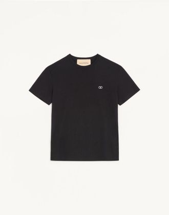 Valentino Valentino Cotton T-Shirt with VLogo Embroidery