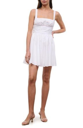 Staud Loria Pleated Sleeveless Minidress in White at Nordstrom, Size 10