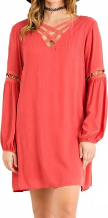 Entro Long Sleeve With Cutout Details Dress In Marsala