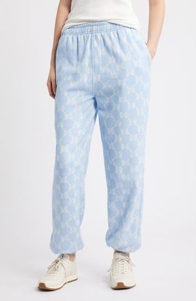 LoveShackFancy Lillia Ribbon Print Sweatpants in Chilled Blue at Nordstrom, Size Xx-Small