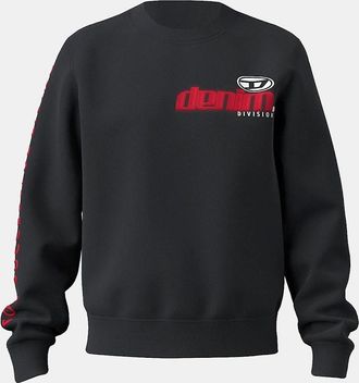 Diesel Mens Text Graphic Crew Neck Ribbed Collar Long Sleeve Sweatshirt - Grey - Size: 42