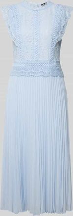 s.Oliver Black Label Regular Fit Midikleid mit Spitze in Rauchblau, Gr&ouml;&szlig;e 38