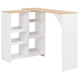 Berkfield Home Bar Table with Moveable Shelf White 138x39x110 cm | Size: 138 x 39 x 110 cm