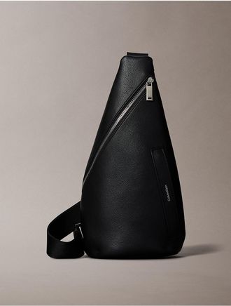 Calvin Klein Mens Hardware Logo Sling Bag - Black
