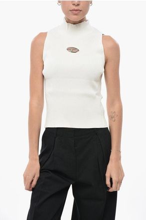 Diesel Sleeveless High-Neck Top with Cut-out Logo size Xxs
