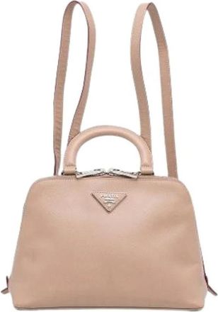 Prada Pre-owned Lux Promenade Rugzak - Dames - Vintage Rugzakken - Beige - ONE Size - Leer - Vintage