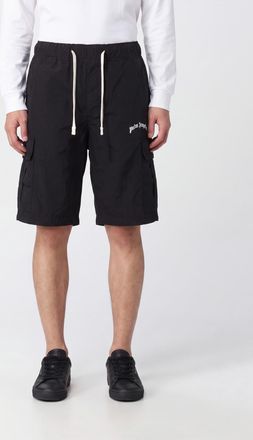 Palm Angels Shorts cargo in cotone al ginocchio con logo e vita elasticizzata