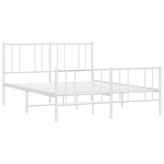 Berkfield Home Metal Bed Frame with Headboard & Footboard White 120x200 cm | Size: Small Double