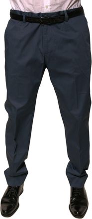 Dolce & Gabbana Dark Blue Cotton Stretch Skinny Men Dress Pants Elastane