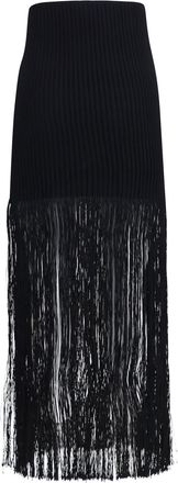 Alaia Womens Pencil Skirt Fringe Black Viscose