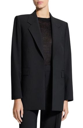 Theory Relaxed Stretch Wool Open Blazer in Black at Nordstrom, Size 00