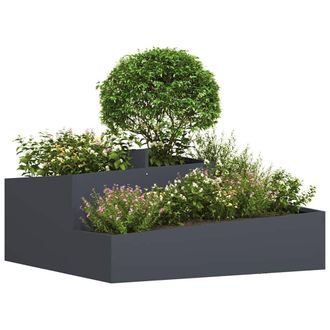 Berkfield Home Pots & Planters Anthracite Plastic Large Metal Planter in Charcoal