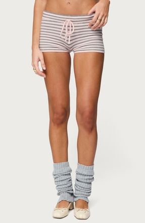 Edikted Lillian Stripe Knit Shorts in Light-Pink at Nordstrom, Size X-Small