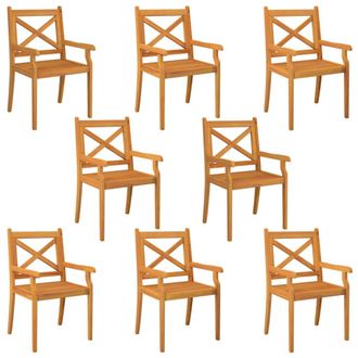 vidaXL Vidaxl - Sillas De Comedor De Jard&iacute;n 8 Uds Madera Maciza De Acacia