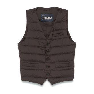 Herno V-neck Down Gilet - Heren - Bodywarmers - Bruin - XL - Leer - Jassen