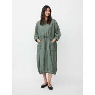 Masai MaNymosa 3/4 Sleeve Loose Fit Midi Dress in Duck Green at Nordstrom, Size Xx-Large