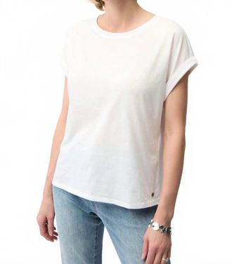 Joseph Ribkoff Crew Neck Short Sleeve Cotton T-Shirt In Vanilla
