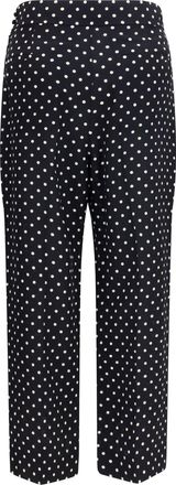 Valentino Womens Pants Polka-Dot Cr&ecirc;pe De Chine Silk Black-Birch Trousers Black/birch