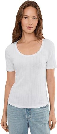 Michael Stars Cecile Crew Neck T-Shirts Womens Clothing White : XL (US 10-12), Cotton
