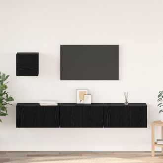 Berkfield Home TV Unit Set 4 pcs Black oak 60 x 30 x 30 cm Engineered wood