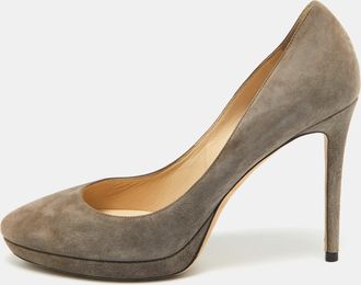 Jimmy Choo London Grey Suede Cosmic Pointed Toe Pumps