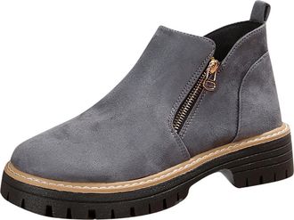 Generic Ladies Ankle Boots Riding Boots for Women Wide Fit Suede Pointed Toe Ankle Boots With Side Zipper Comfy Casual Shoes Non Slip Shoes Womens Lightweight