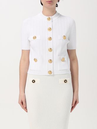 Balmain Geribbelde Gebreide Cardigan Korte Mouwen