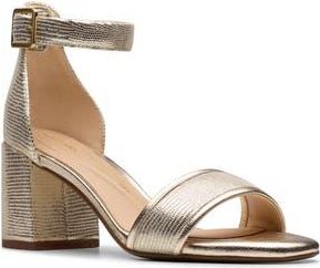Clarks Ezoria Mae Ankle Strap Sandal in Champagne Interest at Nordstrom Rack, Size 5.5