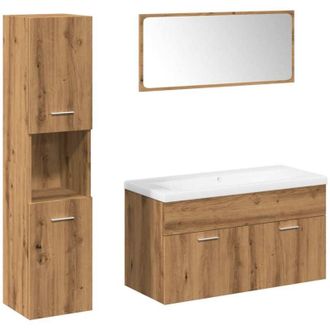 vidaXL Juego De Muebles Ba&ntilde;o 5 Piezas Madera Ingenier&iacute;a Roble Artisan Vidaxl