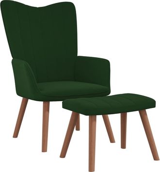 vidaXL Sill&oacute;n De Relax Con Taburete Terciopelo Verde Oscuro Vidaxl