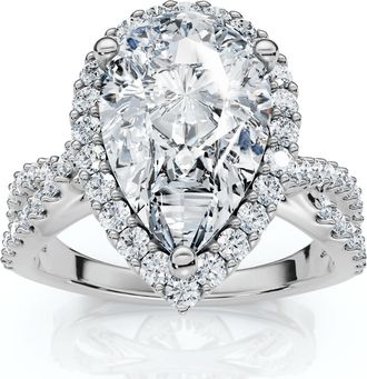 Pompeii3 Certified 3Ct Pear Shape Diamond Engagement Ring 14k Gold or Platinum Lab Grown