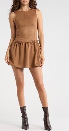 Madden Girl Faux Suede Sleeveless Drop Waist Minidress in Cognac at Nordstrom Rack, Size X-Large