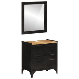 vidaXL Conjunto De Muebles De Ba&ntilde;o 2 Pzas Madera Maciza Mango Y Hierro Vidaxl