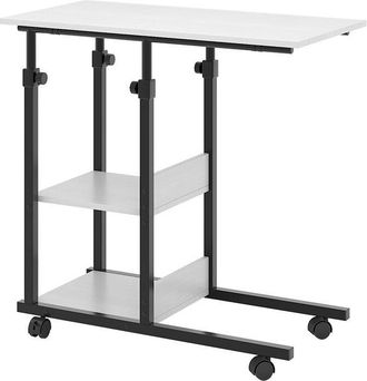 Vicco Mesa de salón Liam, Blanco, 89 x 40 cm con ruedas