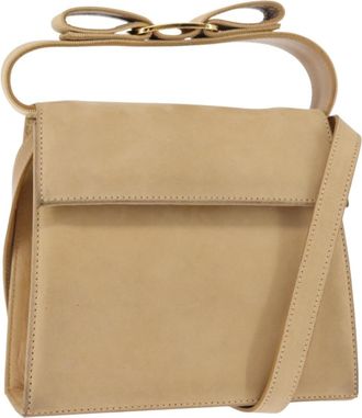 Ferragamo Vala Handbag Suede Beige Suede Handbag (Pre-Owned)